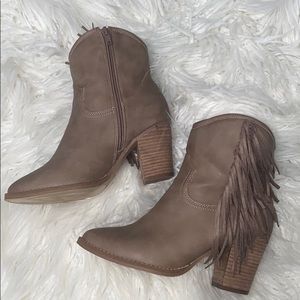 western tan heeled boots